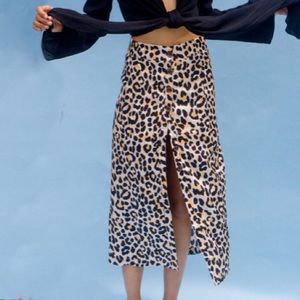 XIX Palms Tanzania Boho Silk Leopard Skirt